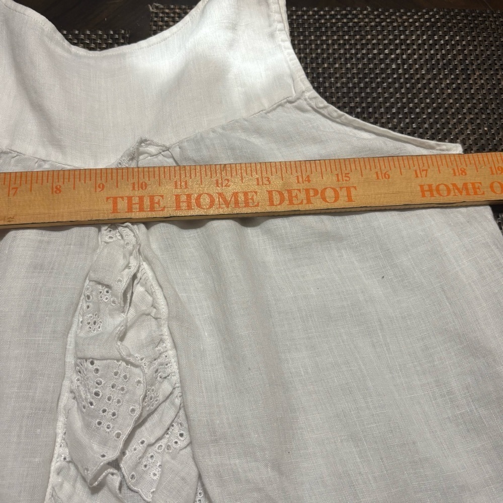 Acrobat White 100% Linen Sleeveless Ruffled Blouse Open Back Size S - Picture 6 of 7